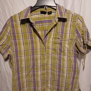 Plaid Green and Purple Womans Shirt